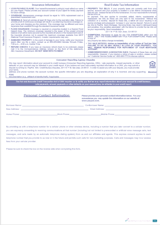 Download USA PayPal mortgage statement in Word and PDF formats, 3 pages 3 Photoshop template